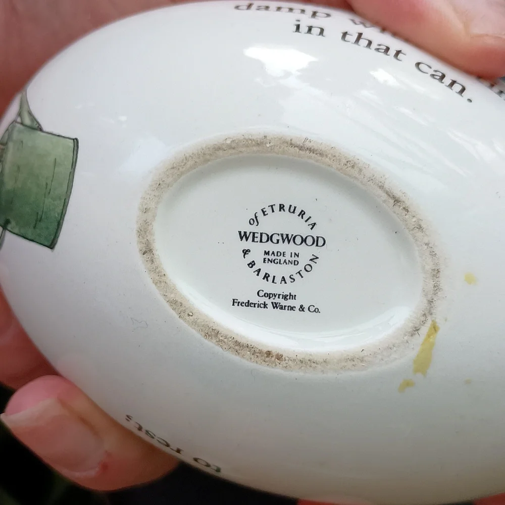 Wedgwood Perer Rabbit Egg Trinket Box in White with Red and Blue Accents - Picture 4 of 4